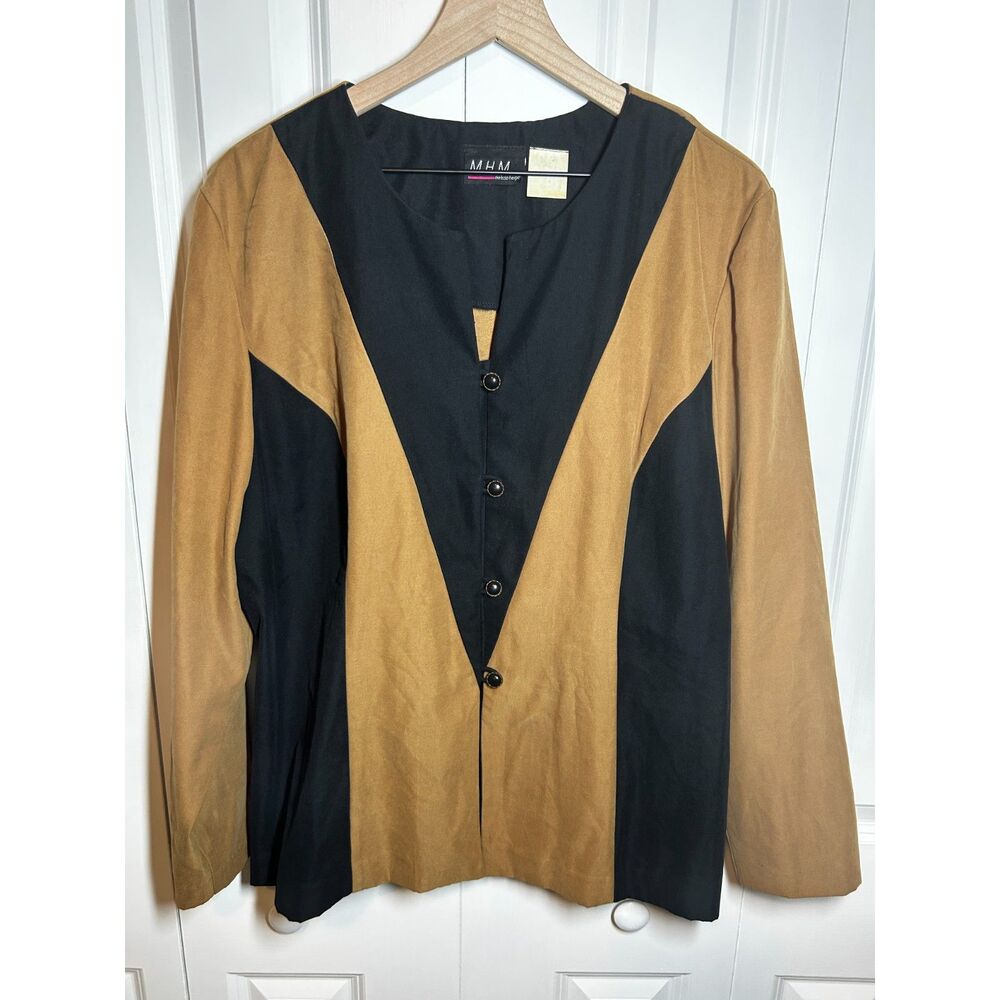 Vintage M.H.M. Colorblock Faux Suede Geometric Blazer Jacket